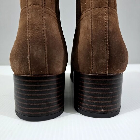 NEW Sam Edelman Kaiti Zip Ankle Bootie Womens 7 Brown Suede Low Heel Western - Picture 7 of 13